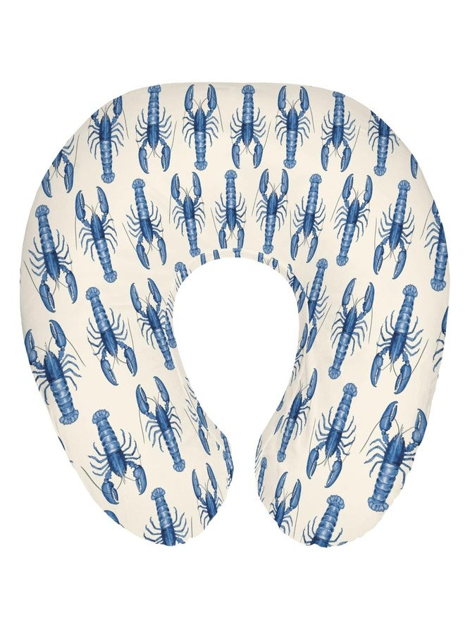 ZoUbqchY Blue Lobster Baby Nursing Pillow Covers for Boy Girl Nautical Marine Animal Nursery Slipcovers for Breastfeeding Pillows Neutral Sea Beach Summer Soft Stretchy Removable Cover for Newborn Infant - Image 1